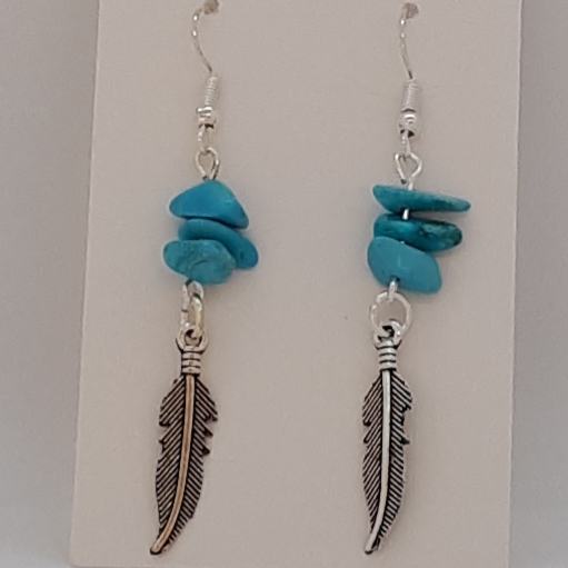 Silver Turquoise Feather Earrings-2 for R30 Silver Turquoise Feather Earrings-2 for R30