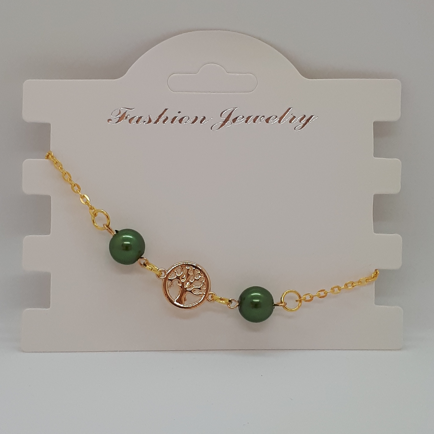 Bracelet-Chain-Tree-of-Life-Green-R40