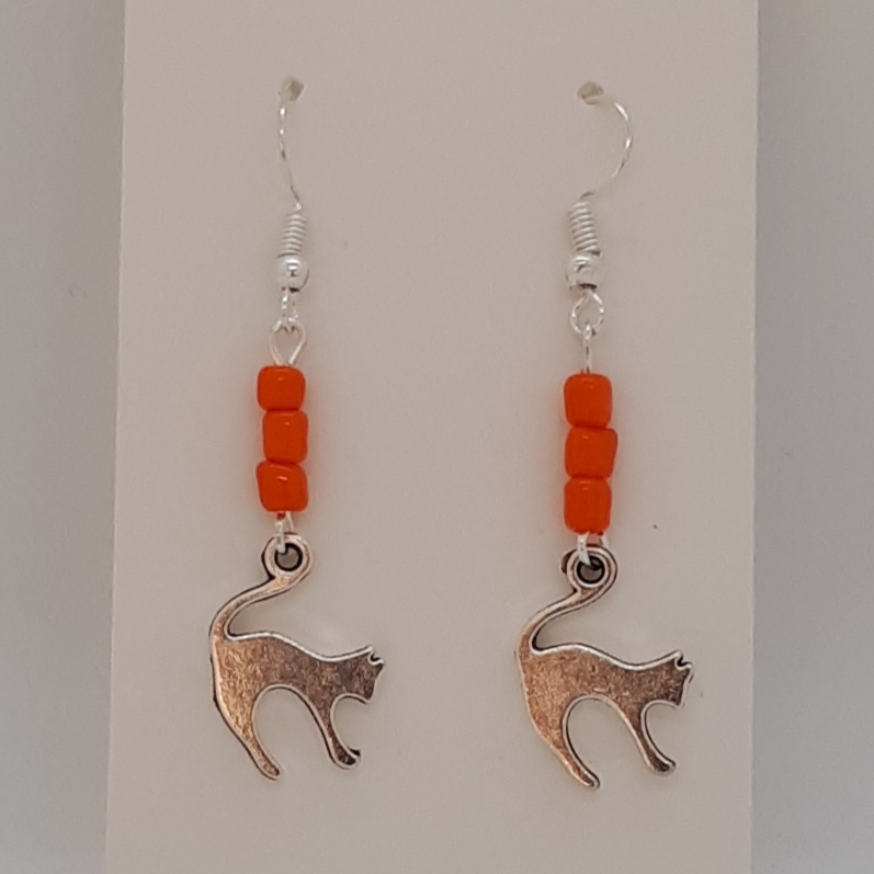 Earrings-Silver-Charm-Cat-R30