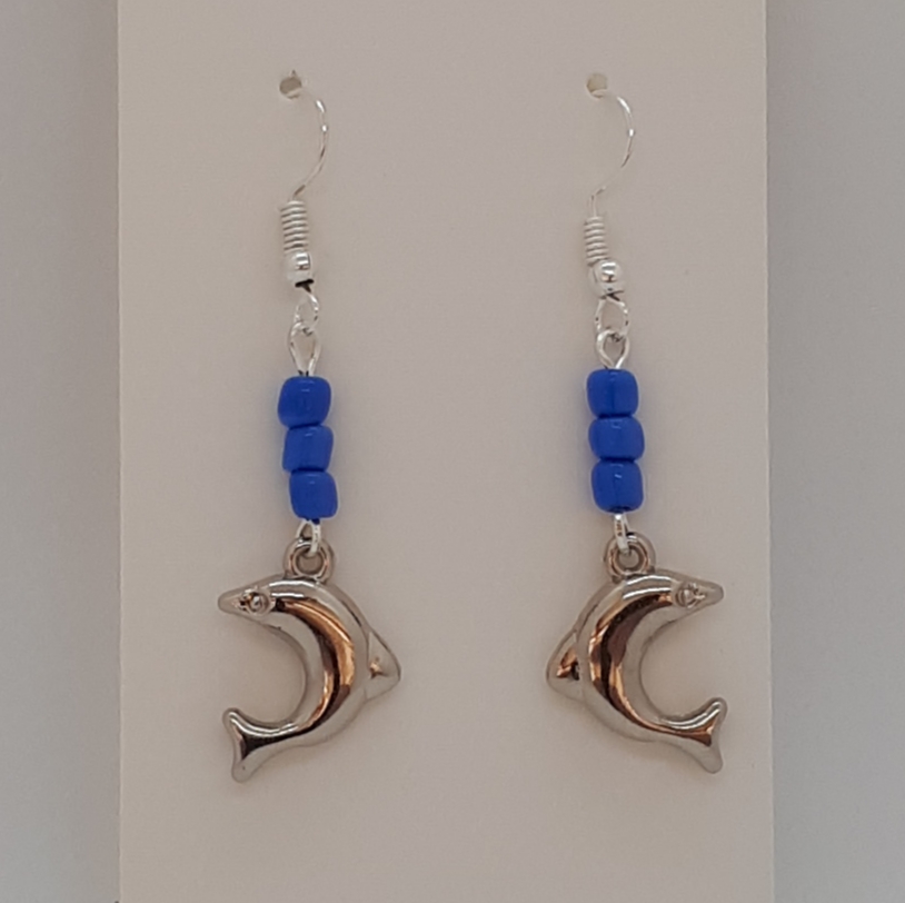 Earrings-Silver-Charm-Dolphin-R30